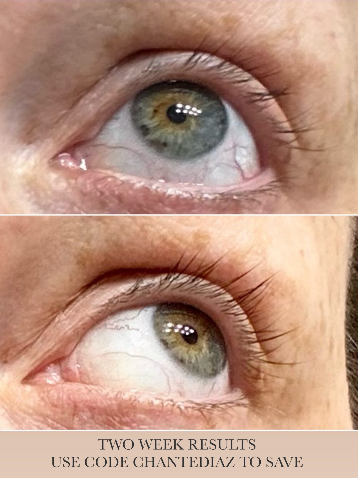 Close-up of woman's eye showing results of BellaMarque Lash Growth Serum
