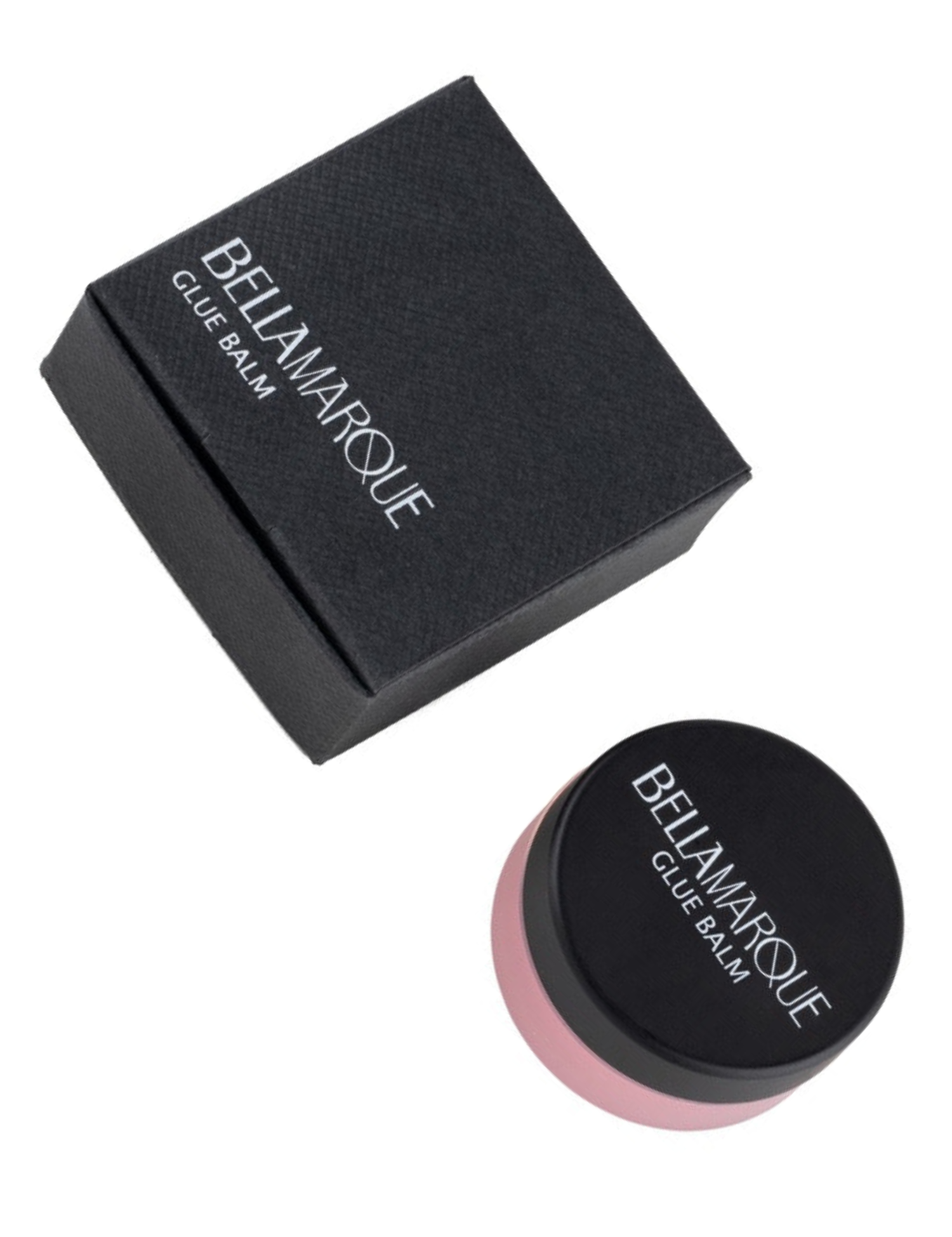 Black lash balm container in packaging box